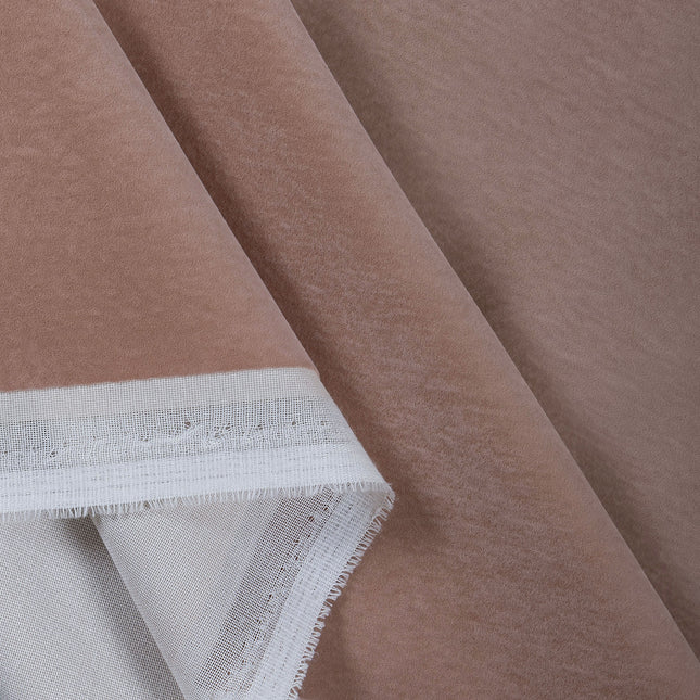 Peach Colour Plain Velvet Flock Easy Clean Sofa, Chair and Curtain Fabric