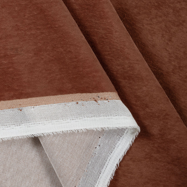 Cinnamon Brown Colour Plain Velvet Flock Easy Clean Sofa, Chair and Curtain Fabric