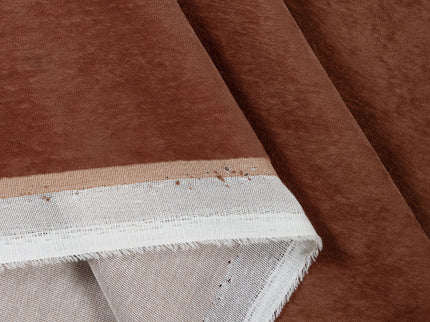 Cinnamon Brown Colour Plain Velvet Flock Easy Clean Readymade Curtain