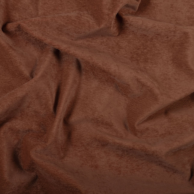 Cinnamon Brown Colour Plain Velvet Flock Easy Clean Sofa, Chair and Curtain Fabric