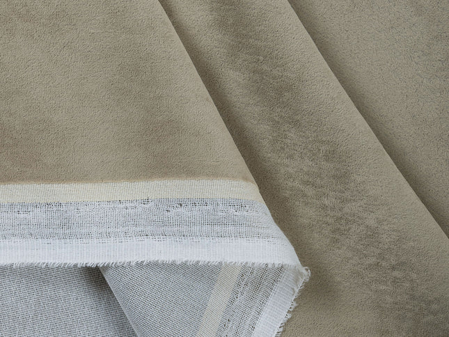 Olive Light Brown Colour Plain Velvet Flock Easy Clean Sofa, Chair and Curtain Fabric