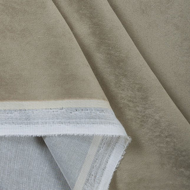 Olive Light Brown Colour Plain Velvet Flock Easy Clean Sofa, Chair and Curtain Fabric