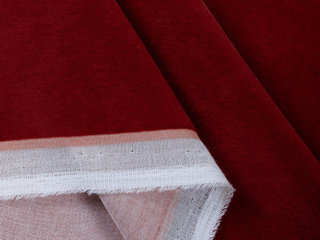 Rust Red Colour Plain Velvet Flock Easy Clean Sofa, Chair and Curtain Fabric