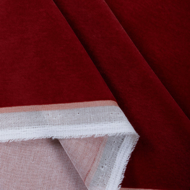 Rust Red Colour Plain Velvet Flock Easy Clean Sofa, Chair and Curtain Fabric