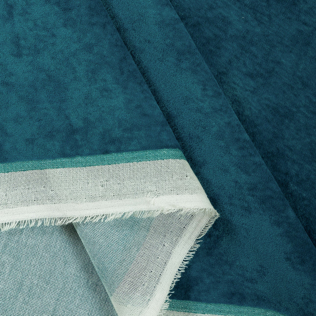 Turquoise Colour Plain Velvet Flock Easy Clean Sofa, Chair and Curtain Fabric