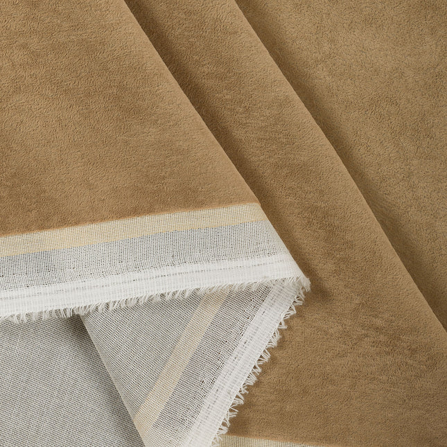 Peanut Brown Colour Plain Velvet Flock Easy Clean Sofa, Chair and Curtain Fabric