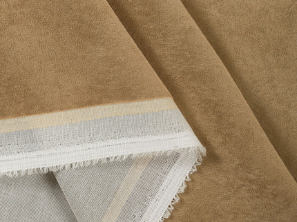 Peanut Brown Colour Plain Velvet Flock Easy Clean Readymade Curtain
