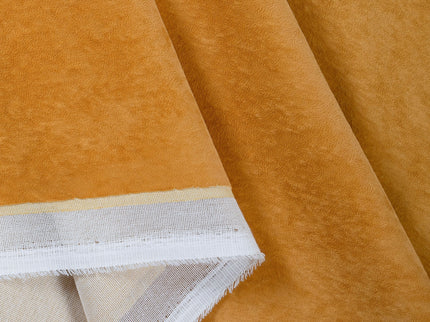 Dark Yellow Colour Plain Velvet Flock Easy Clean Readymade Curtain