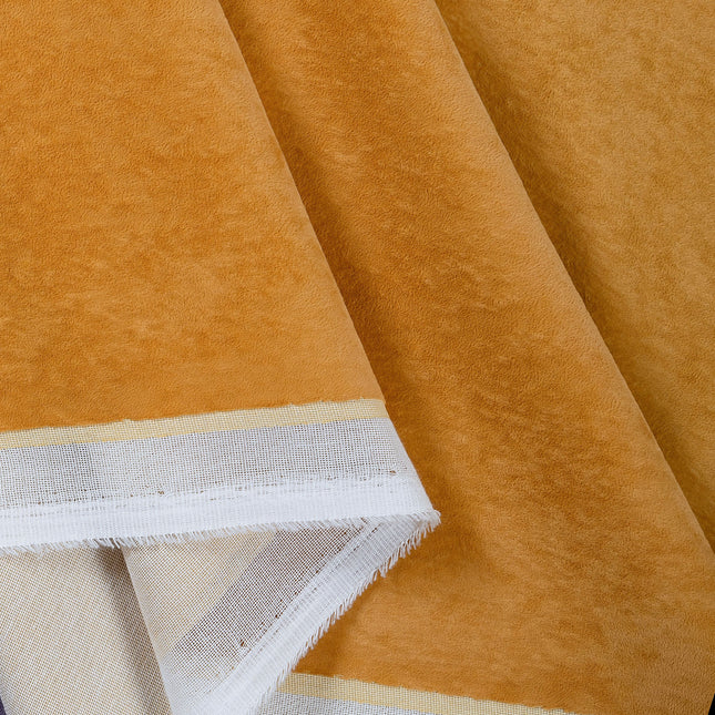Dark Yellow Colour Plain Velvet Flock Easy Clean Readymade Curtain