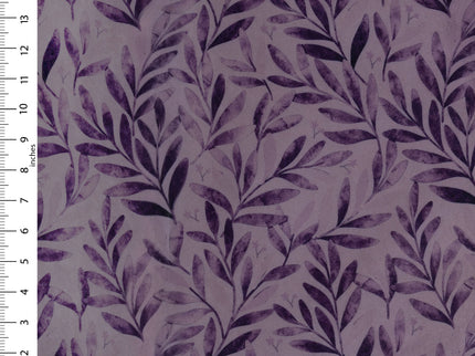 Purple Colour Leaves Pattern Velvet Curtain Fabric printed