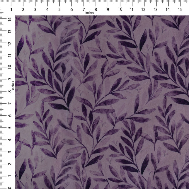 Purple Colour Leaves Pattern Velvet Curtain Fabric printed