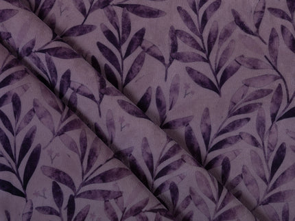 Purple Colour Leaves Pattern Velvet Curtain Fabric printed