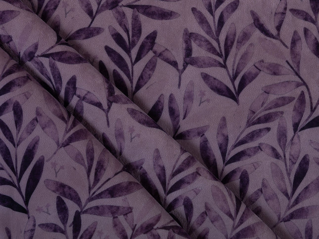 Purple Colour Leaves Pattern Velvet Curtain Fabric printed
