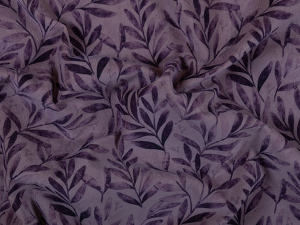 Purple Colour Leaves Pattern Velvet Curtain Fabric printed