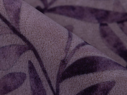 Purple Colour Leaves Pattern Velvet Curtain Fabric printed