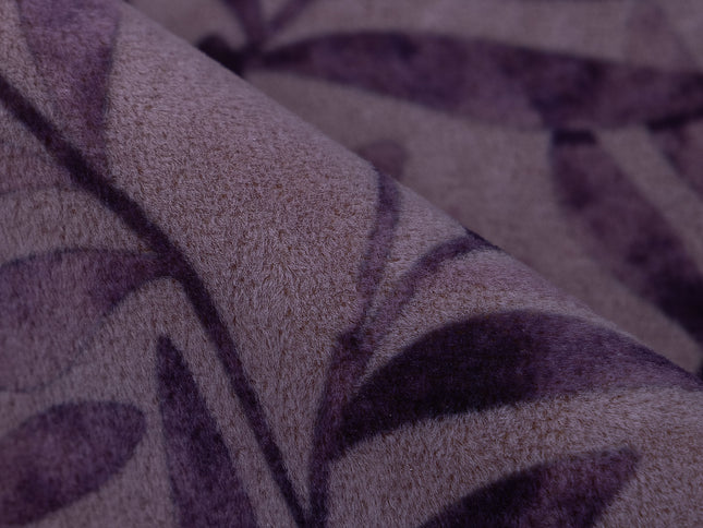Purple Colour Leaves Pattern Velvet Curtain Fabric printed