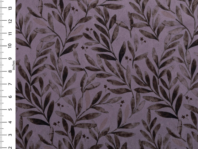 Brown  Colour Leaves Pattern Velvet Curtain Fabric printed
