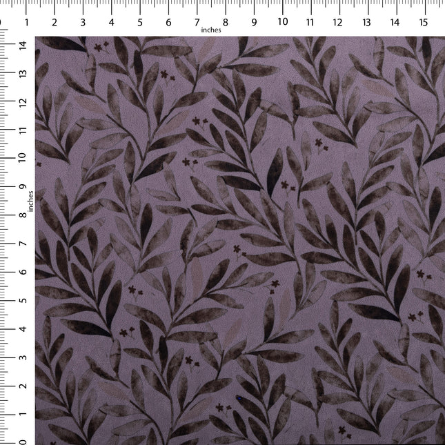Brown  Colour Leaves Pattern Velvet Curtain Fabric printed