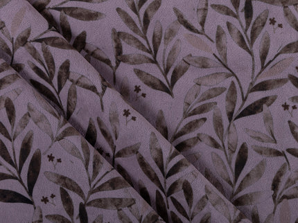 Brown Colour Leaves Pattern Velvet Readymade Curtain