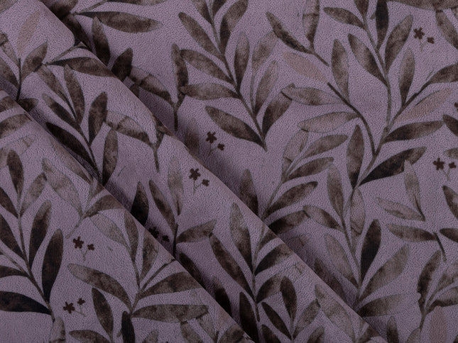 Brown  Colour Leaves Pattern Velvet Curtain Fabric printed