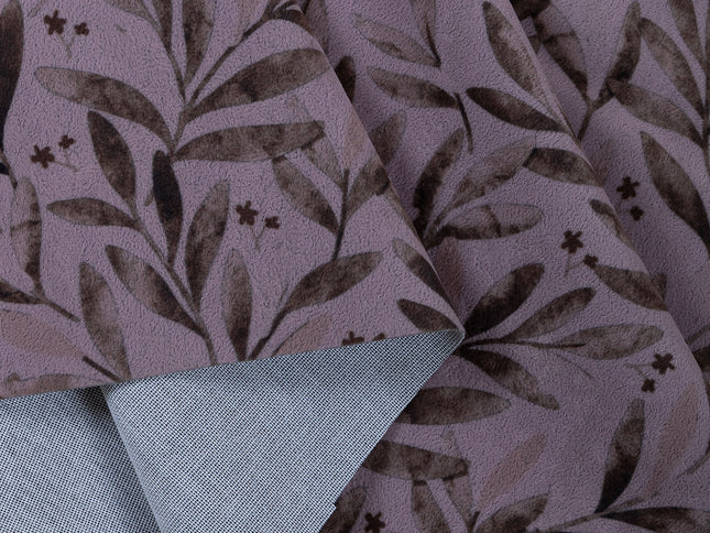 Brown  Colour Leaves Pattern Velvet Curtain Fabric printed