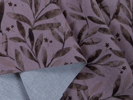 Brown Colour Leaves Pattern Velvet Readymade Curtain