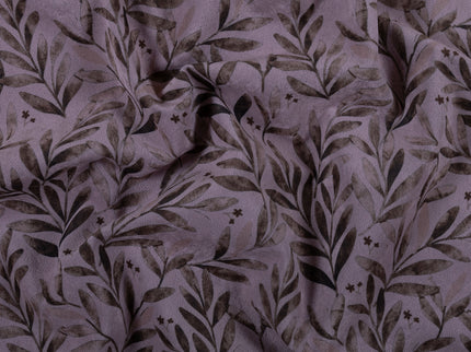 Brown  Colour Leaves Pattern Velvet Curtain Fabric printed