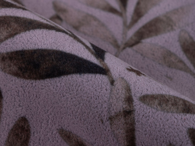 Brown  Colour Leaves Pattern Velvet Curtain Fabric printed