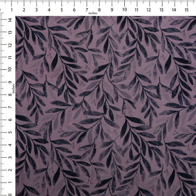 Grey Colour Leaves Pattern Velvet Curtain Fabric printed