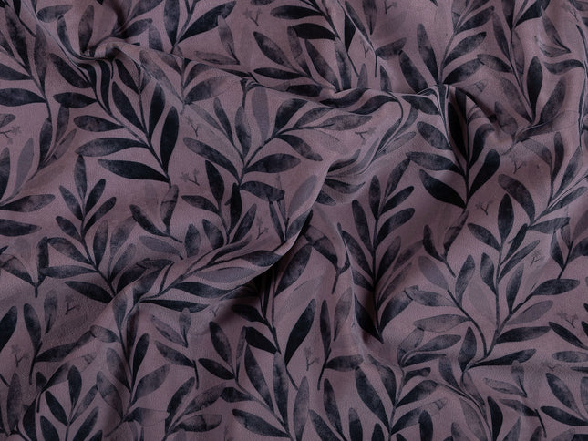 Grey Colour Leaves Pattern Velvet Curtain Fabric printed