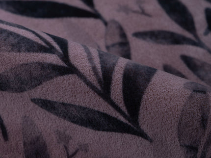 Grey Colour Leaves Pattern Velvet Curtain Fabric printed