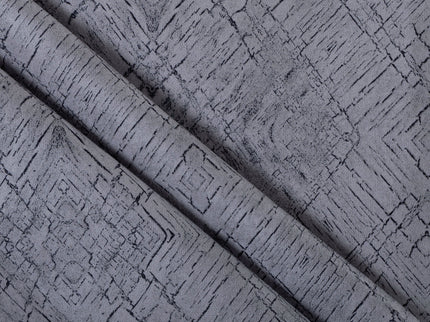 Stone Grey Colour Geometric Pattern Suede Readymade Curtain