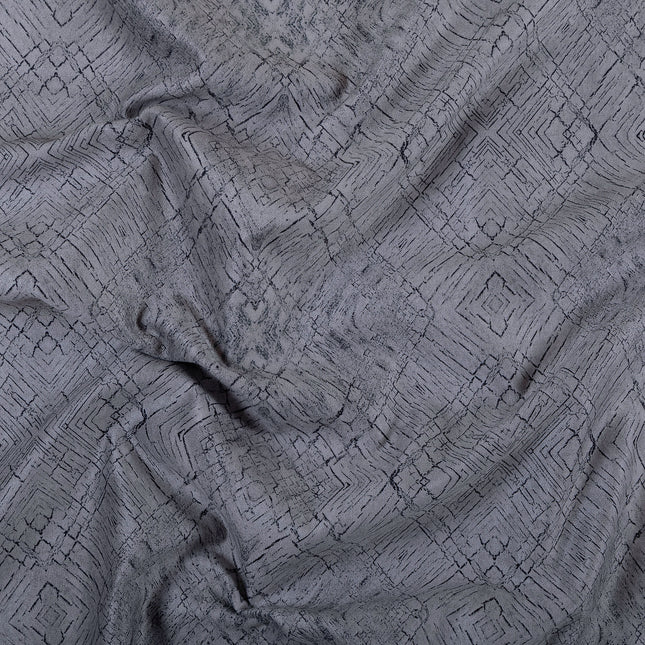 Stone Grey Colour Geometric Pattern Suede Sofa, Chair and Curtain Fabric