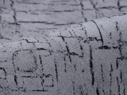 Stone Grey Colour Geometric Pattern Suede Sofa, Chair and Curtain Fabric