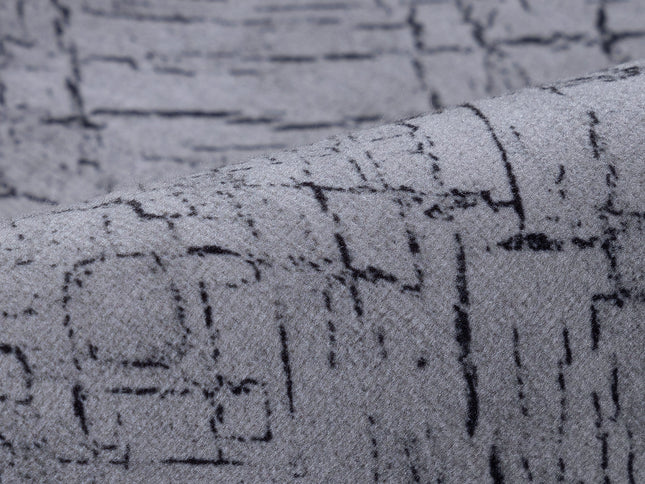 Stone Grey Colour Geometric Pattern Suede Sofa, Chair and Curtain Fabric