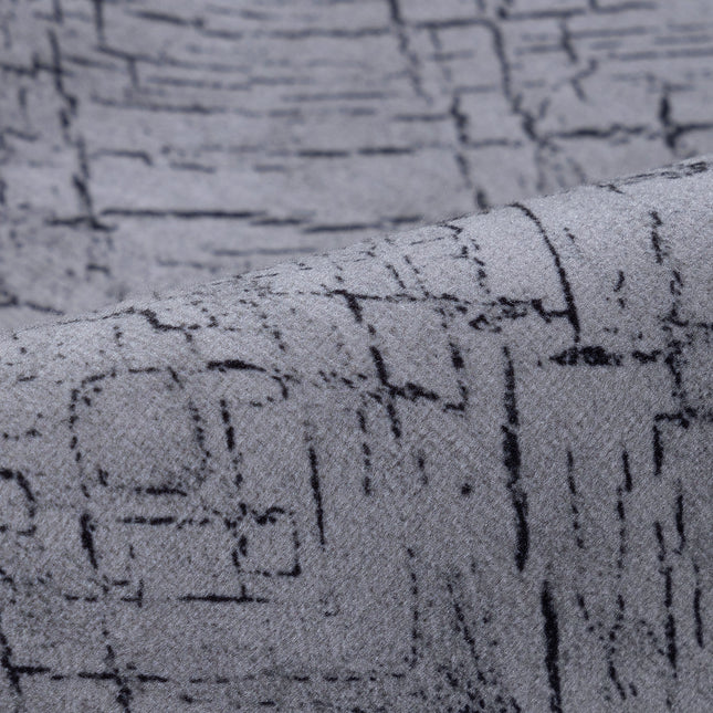 Stone Grey Colour Geometric Pattern Suede Sofa, Chair and Curtain Fabric