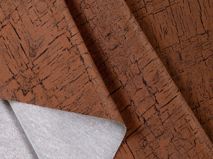 Rust Brown Colour Geometric Pattern Suede Sofa, Chair and Curtain Fabric