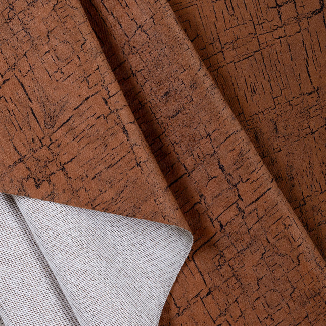 Rust Brown Colour Geometric Pattern Suede Sofa, Chair and Curtain Fabric