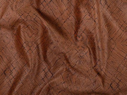 Rust Brown Colour Geometric Pattern Suede Sofa, Chair and Curtain Fabric