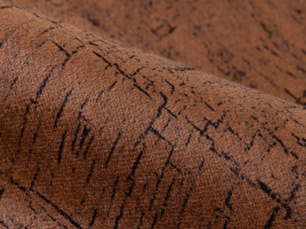 Rust Brown Colour Geometric Pattern Suede Sofa, Chair and Curtain Fabric