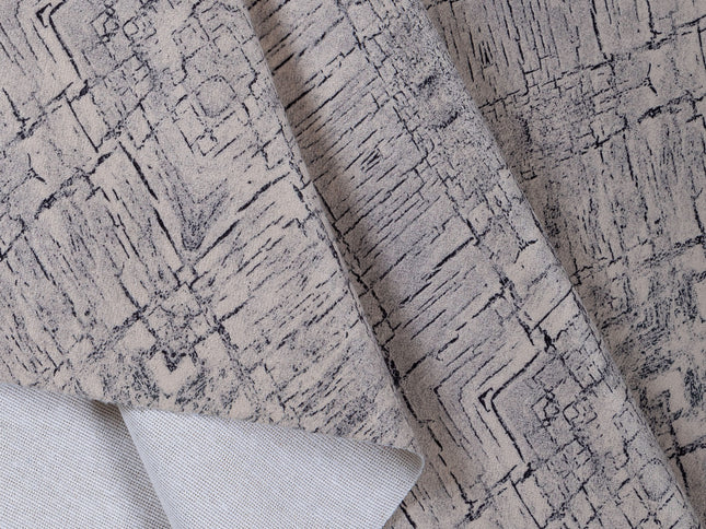 Beige Taupe Colour Geometric Pattern Suede Sofa, Chair and Curtain Fabric