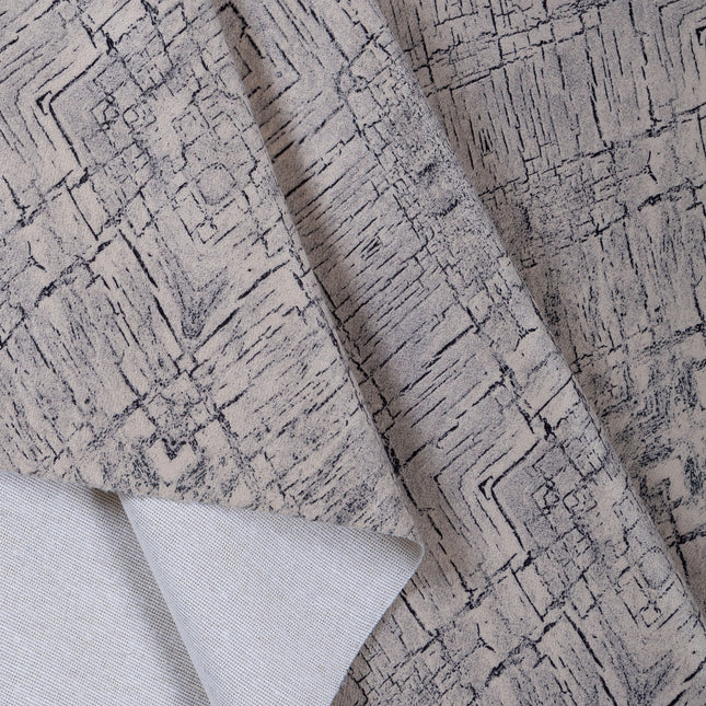 Beige Taupe Colour Geometric Pattern Suede Sofa, Chair and Curtain Fabric