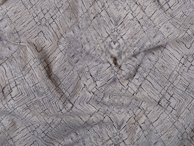 Beige Taupe Colour Geometric Pattern Suede Sofa, Chair and Curtain Fabric