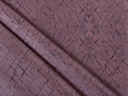 Earthy Mauve Colour Geometric Pattern Suede Readymade Curtain
