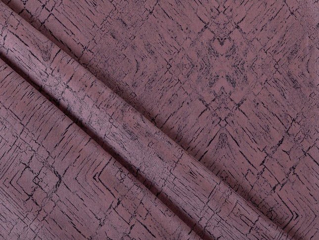 Earthy Mauve Colour Geometric Pattern Suede Sofa, Chair and Curtain Fabric
