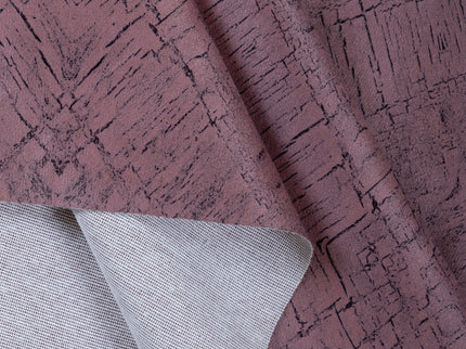 Earthy Mauve Colour Geometric Pattern Suede Readymade Curtain