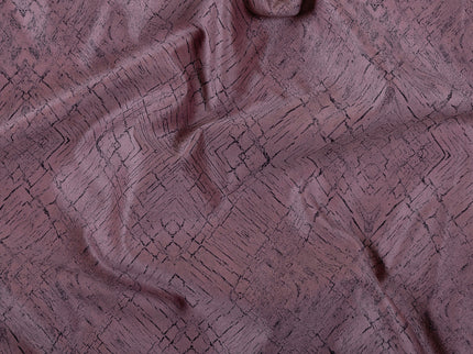 Earthy Mauve Colour Geometric Pattern Suede Sofa, Chair and Curtain Fabric