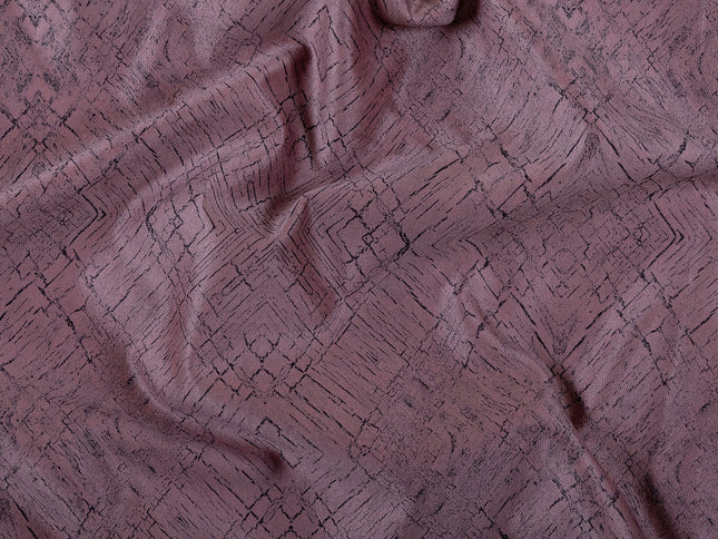 Earthy Mauve Colour Geometric Pattern Suede Sofa, Chair and Curtain Fabric