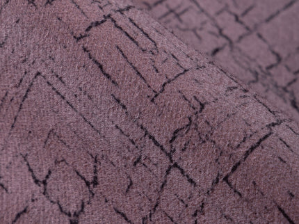 Earthy Mauve Colour Geometric Pattern Suede Sofa, Chair and Curtain Fabric