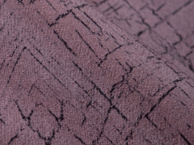 Earthy Mauve Colour Geometric Pattern Suede Sofa, Chair and Curtain Fabric